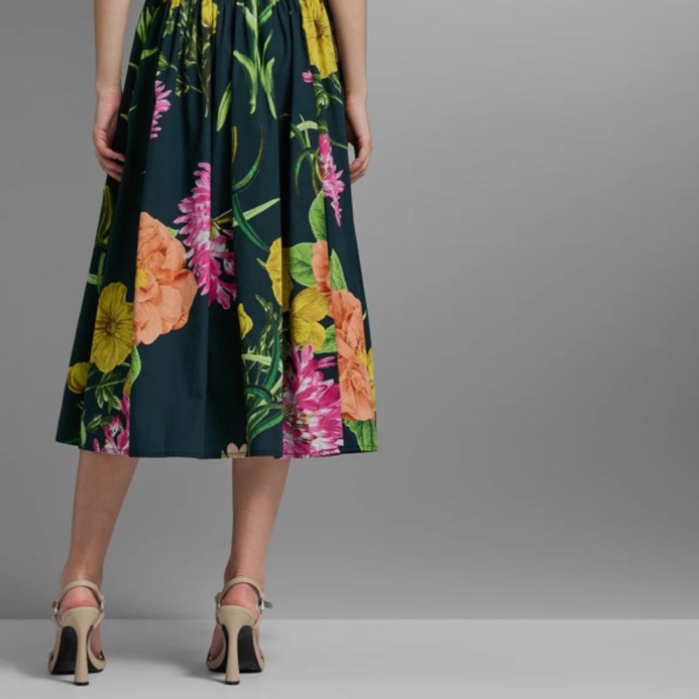 New Karl Lagerfeld Navy Floral Sleeveless Fit-and-Flare Dress size 10 - Picture 16 of 16